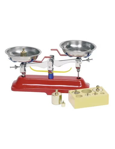 Metalowa waga szalkowa i zestaw 7 odważników