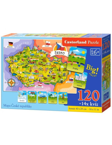 Puzzle Mapa Czech –120 elementów i Quizy po czesku