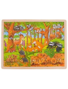 Puzzle zwierząt dla dzieci w lesie
