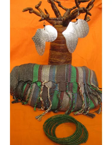 Zestaw - chusta, kolczyki Afryka, bransoletka z...