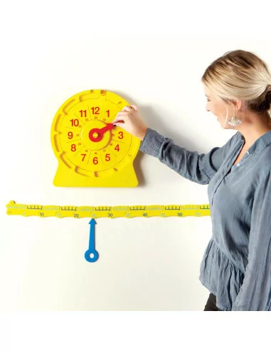 Duży zegar edukacyjny z rozkładaną linią czasu