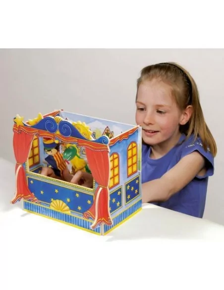 Drewniany teatrzyk dla pacynek z kurtyną