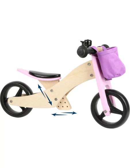 Small Foot - Drewniany rowerek biegowy Trike 2 w 1 różowy