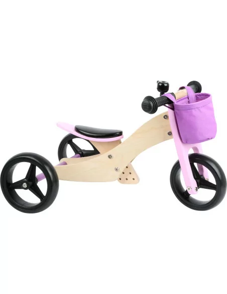 Small Foot - Drewniany rowerek biegowy Trike 2 w 1 różowy