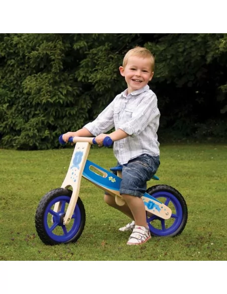 Drewniany rowerek biegowy, niebieski