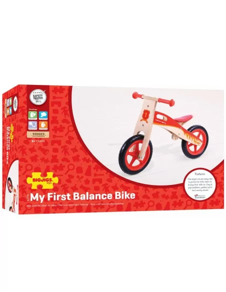 Drewniany rowerek biegowy, czerwony