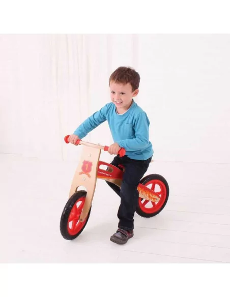 Drewniany rowerek biegowy, czerwony