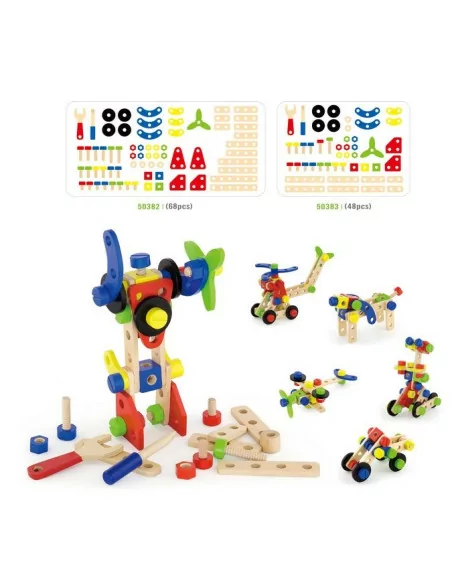 Drewniany zestaw klocków konstrukcyjnych, 48 elementów