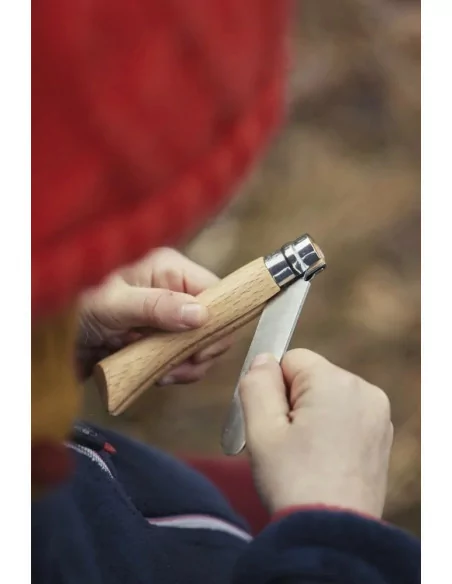 Bukowy scyzoryk dziecięcy i opakowanie na pasek