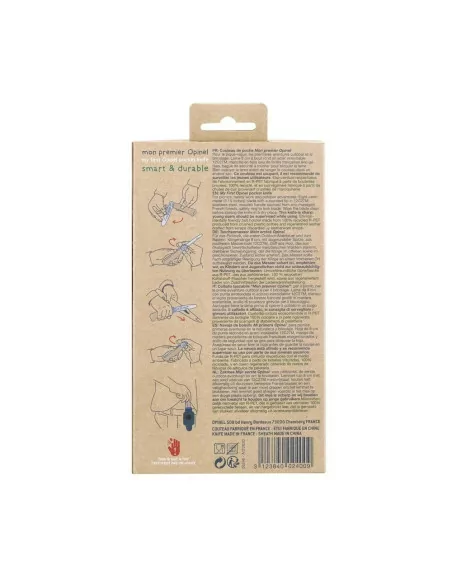 Bukowy scyzoryk dziecięcy i opakowanie na pasek