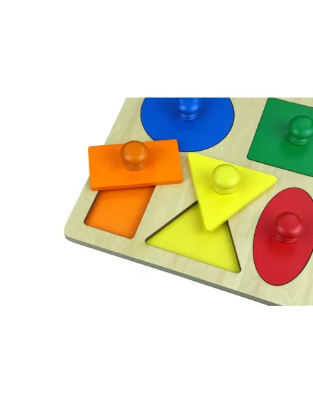 Drewniane puzzle - figury geometryczne - 5 kształtów