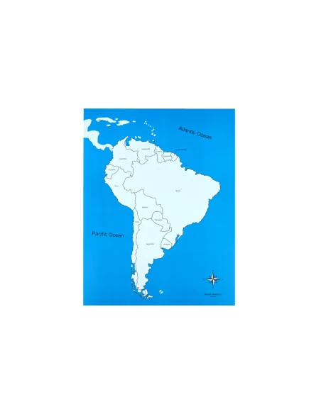 Ameryka Południowa - mapa kontrolna z podpisami