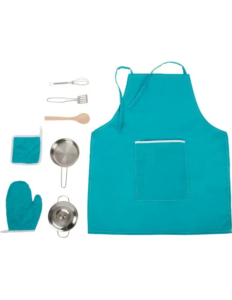 Zestaw kuchenny z fartuszkiem i garnkami