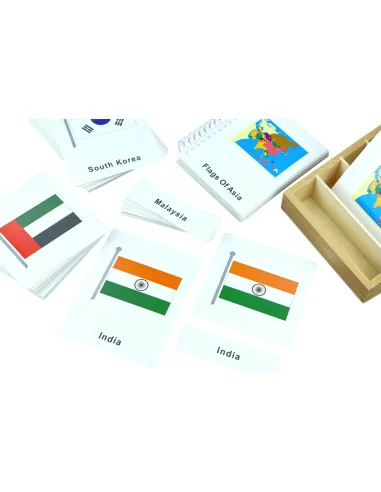 Flagi Azji - karty trójdzielne