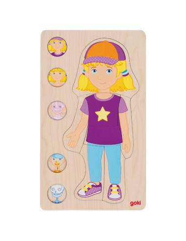 GOKI - Drewniane puzzle – Dziewczynka, w 5 warstwach